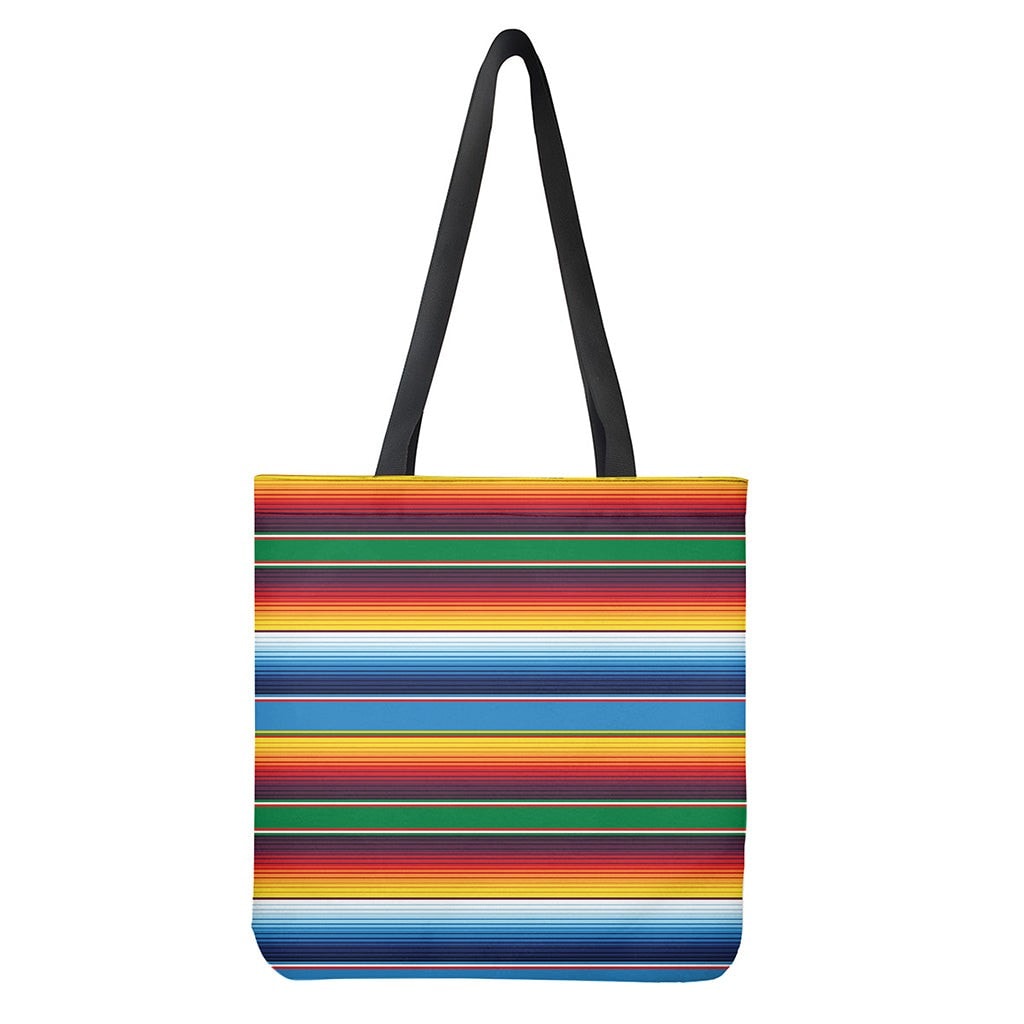 Tribal Mexican Blanket Stripe Print Tote Bag - Polyester Double-Sided Print
